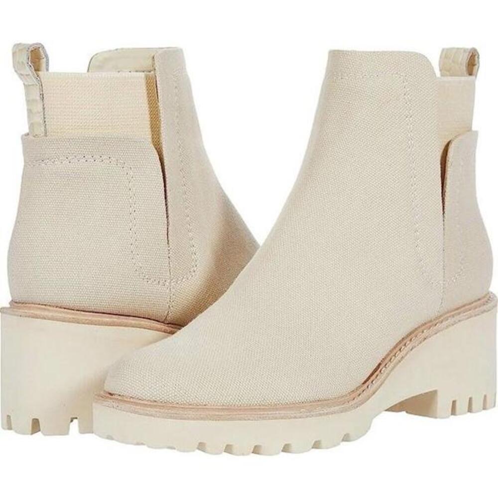 New Dolce Vita Huey Booties Ankle Boot Cream Sandstone Canvas Sz‎ 8.5